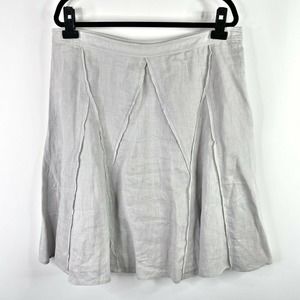 Peruvian Connection Skirt Size 14 100% Linen A-Line Raw Edge Seams Lined Gray